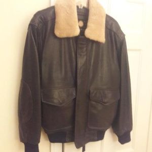 Marc Men's Leather Jacket with shearling collar